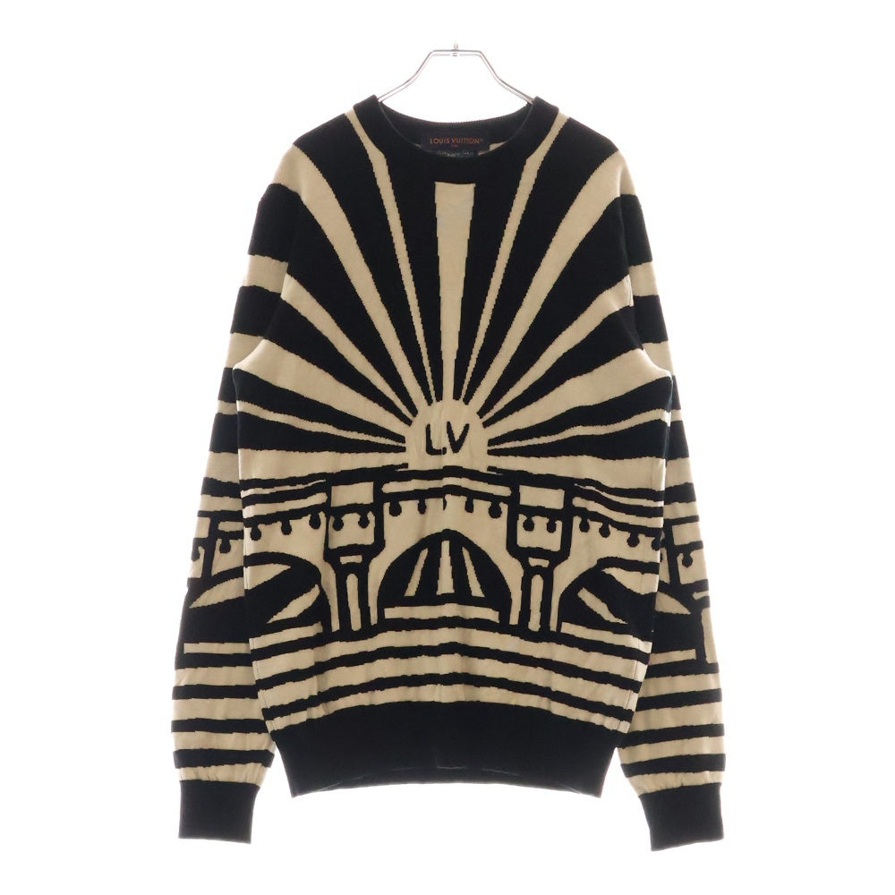 LOUIS VUITTON(ルイヴィトン) 24SS メリノウールジャガードプルオーバーニット セーター RM241 ZLL HON88W ホワイト/ブラック