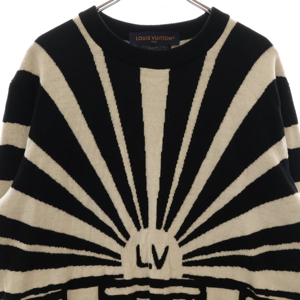 LOUIS VUITTON(ルイヴィトン) 24SS メリノウールジャガードプルオーバーニット セーター RM241 ZLL HON88W ホワイト/ブラック