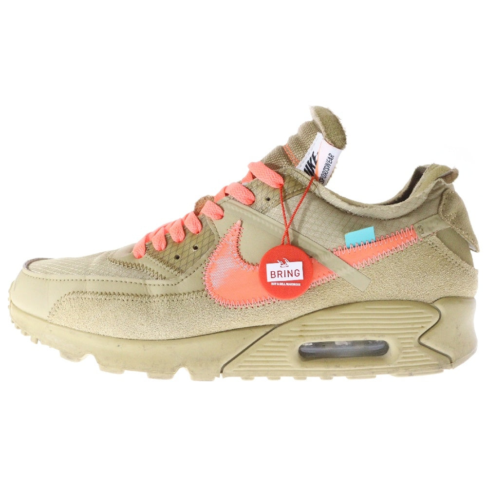 NIKE(ナイキ) ×OFF-WHITE THE 10 AIR MAX 90 DESERT ORE AA7293-200×オフホワイト エアマックス90 デザートオレ ローカットスニーカー ブラウン US10/28cm