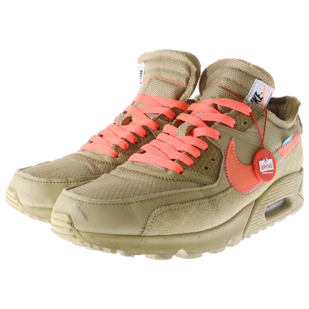 NIKE(ナイキ) ×OFF-WHITE THE 10 AIR MAX 90 DESERT ORE AA7293-200×オフホワイト エアマックス90 デザートオレ ローカットスニーカー ブラウン US10/28cm