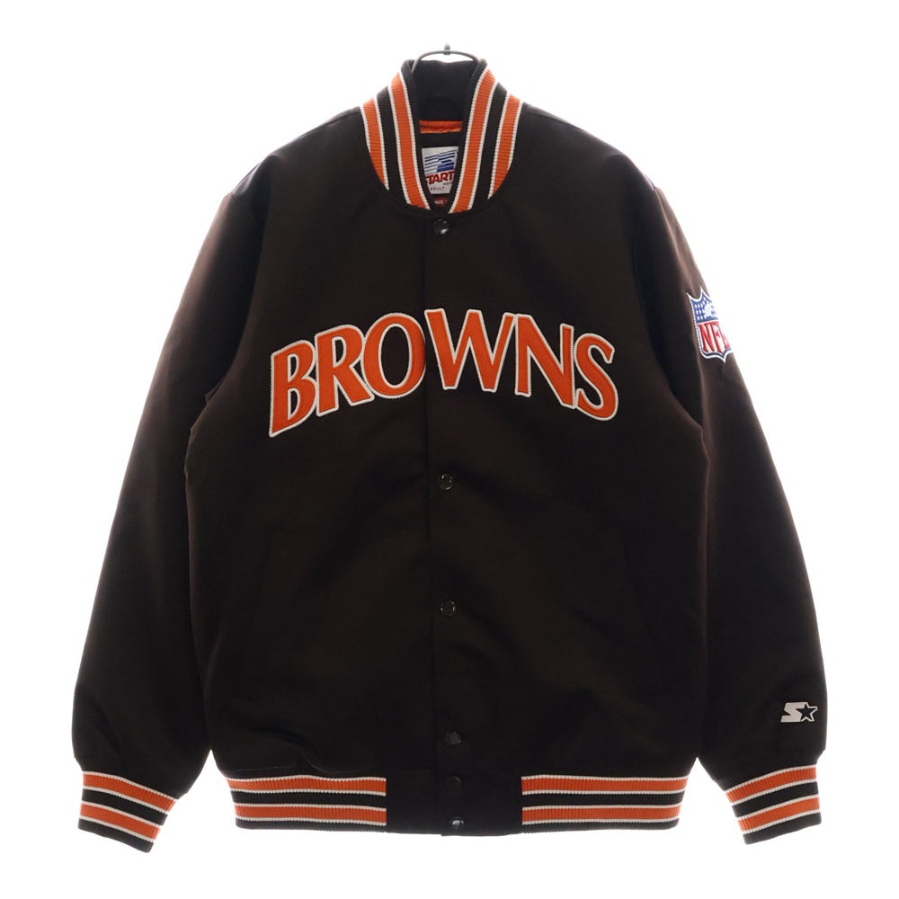 NFL(エヌエフエル) ×STARTER スターター バーシティサテンジャケット フロントスナップジャケット ブラウン