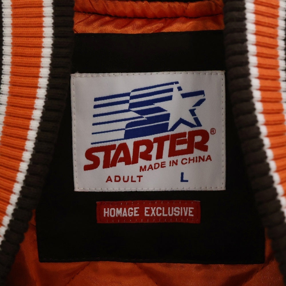 NFL(エヌエフエル) ×STARTER スターター バーシティサテンジャケット フロントスナップジャケット ブラウン