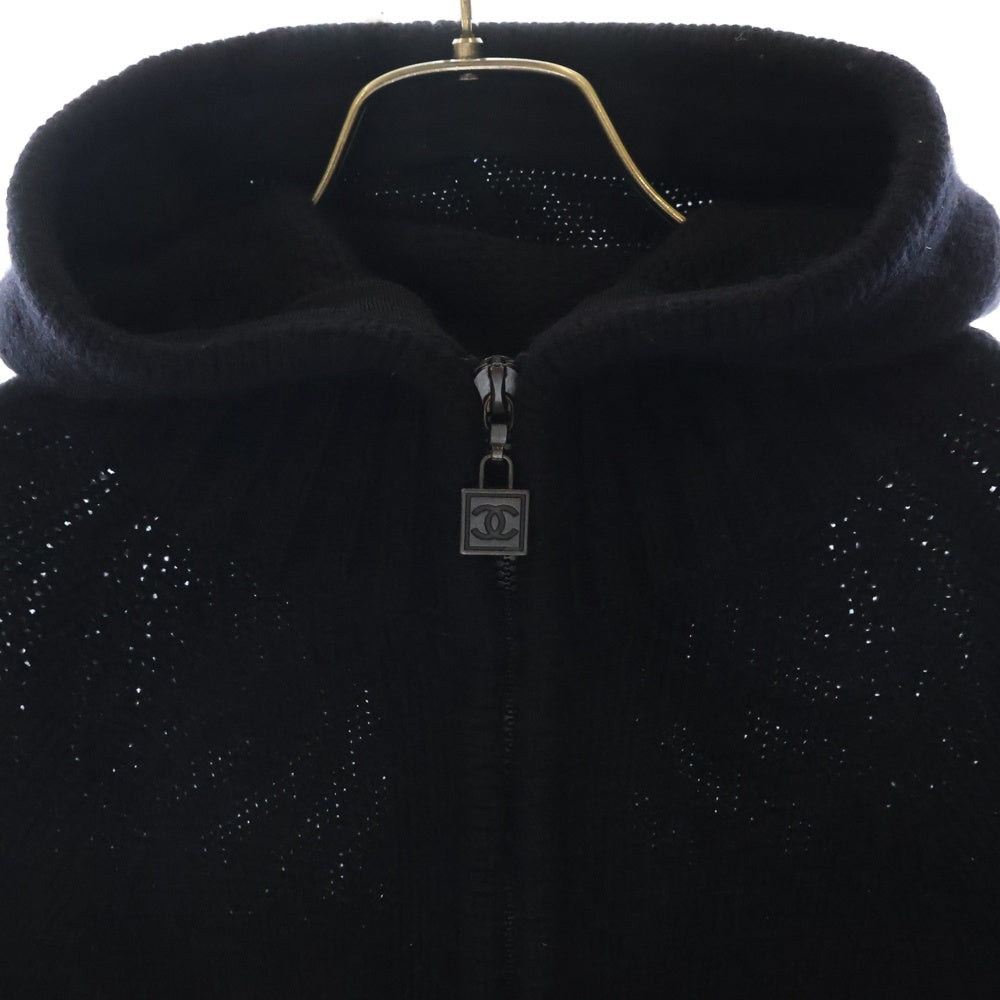CHANEL(シャネル) 06AW ココジップ カシミヤ フード ジップアップポンチョ ジャケット ブラック レディース P29201K00196