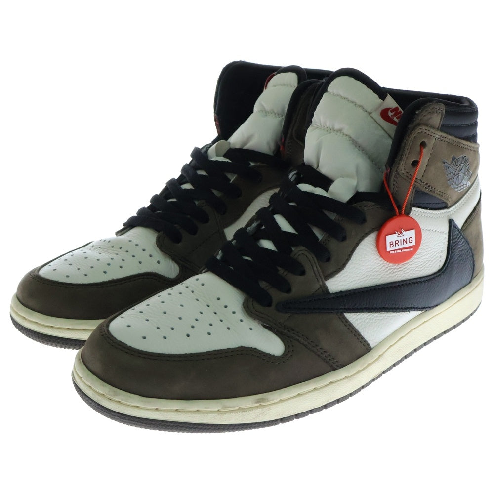 NIKE(ナイキ) ×TRAVIS SCOTT AIR JORDAN 1 RETRO HIGH OG TS SP CD4487-100 トラヴィススコット エアジョーダン1 ハイカットスニーカー ブラウン/ホワイト US10.5/28.5cm