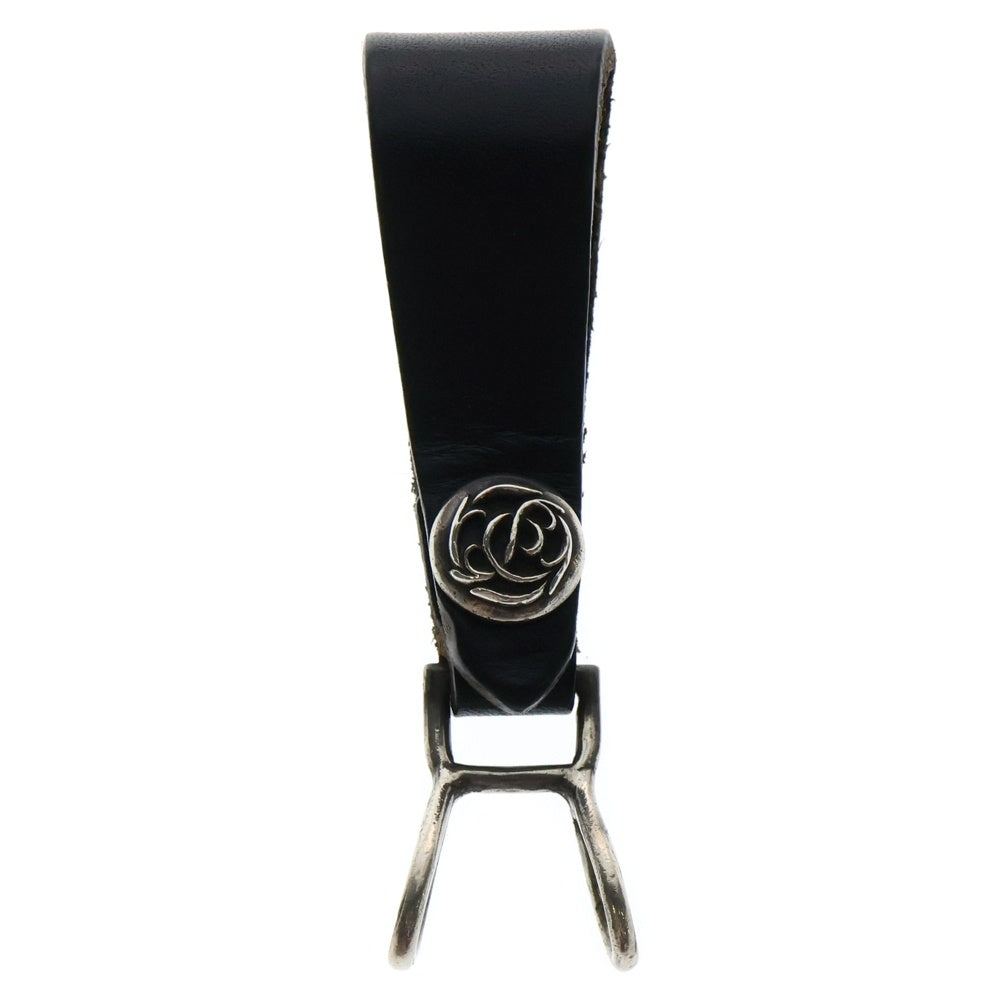 CHROME HEARTS(クロムハーツ) BELT LOOP フローラルボールボタンレザーベルトループ シルバー/ブラック