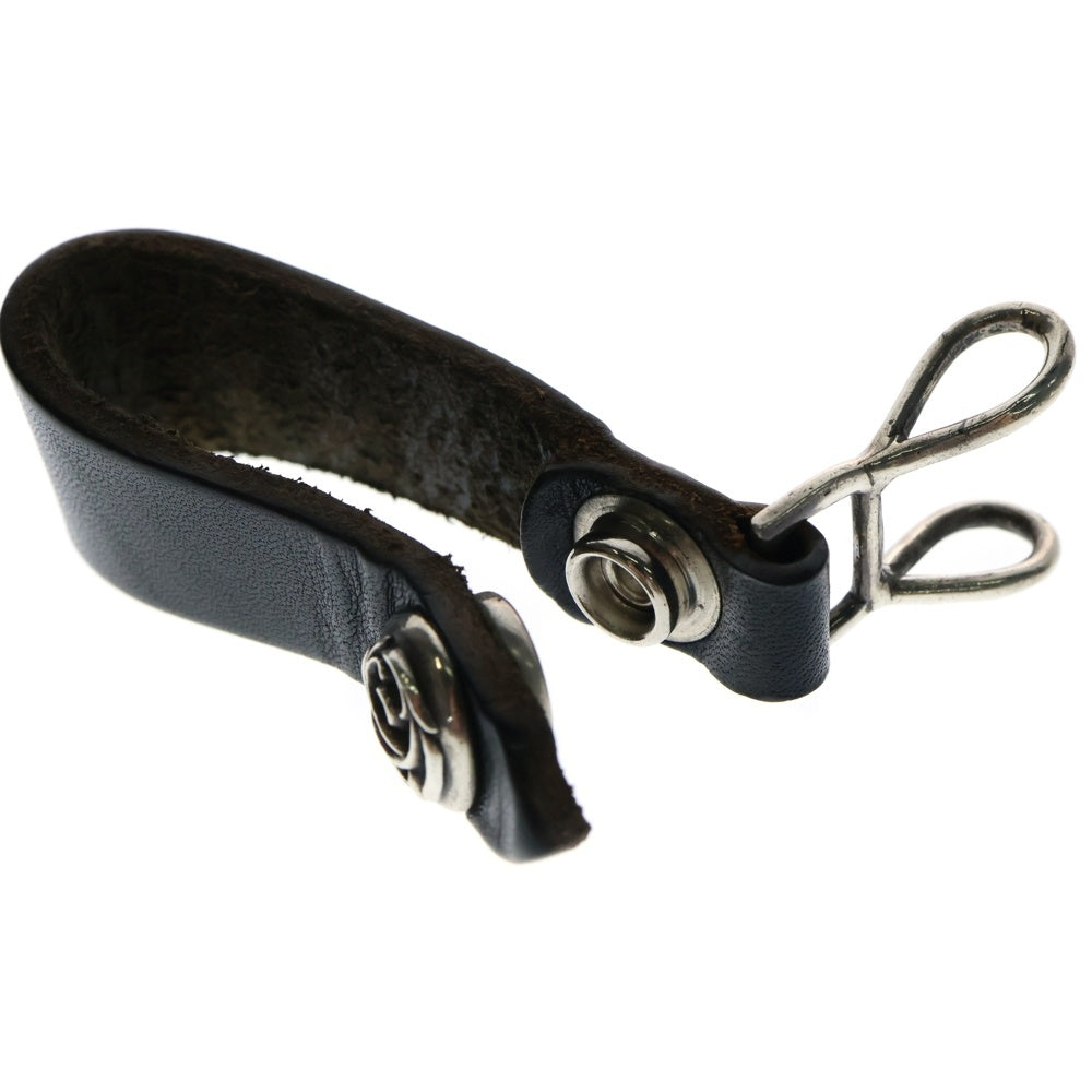 CHROME HEARTS(クロムハーツ) BELT LOOP フローラルボールボタンレザーベルトループ シルバー/ブラック