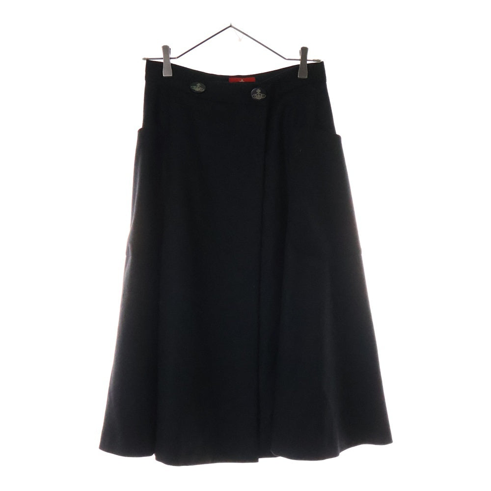 Vivienne Westwood Red Label(ヴィヴィアンウエストウッドレッドレーベル) ラップスカート ロゴボタン付きスカート 16-11-232001 ブラック レディース