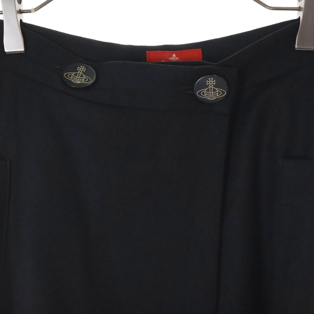 Vivienne Westwood Red Label(ヴィヴィアンウエストウッドレッドレーベル) ラップスカート ロゴボタン付きスカート 16-11-232001 ブラック レディース