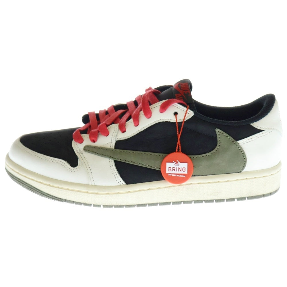 NIKE(ナイキ) ×TRAVIS SCOTT WMNS AIR JORDAN 1 LOW OG Medium Olive トラヴィススコット ウィメンズ エアジョーダン1 ローカットスニーカー ホワイト/グリーン US10.5/27.5cm DZ4137-106
