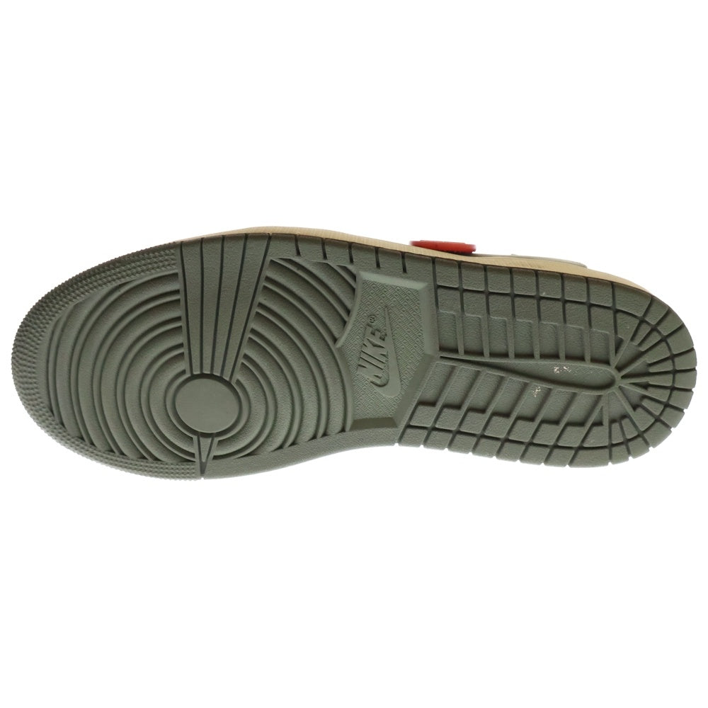 NIKE(ナイキ) ×TRAVIS SCOTT WMNS AIR JORDAN 1 LOW OG Medium Olive トラヴィススコット ウィメンズ エアジョーダン1 ローカットスニーカー ホワイト/グリーン US10.5/27.5cm DZ4137-106