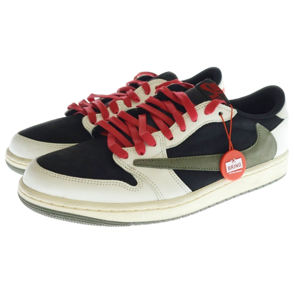 NIKE(ナイキ) ×TRAVIS SCOTT WMNS AIR JORDAN 1 LOW OG Medium Olive トラヴィススコット ウィメンズ エアジョーダン1 ローカットスニーカー ホワイト/グリーン US10.5/27.5cm DZ4137-106