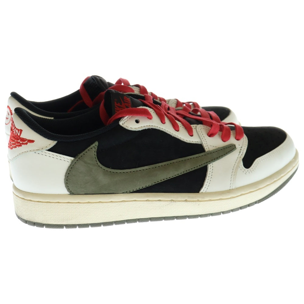 NIKE(ナイキ) ×TRAVIS SCOTT WMNS AIR JORDAN 1 LOW OG Medium Olive トラヴィススコット ウィメンズ エアジョーダン1 ローカットスニーカー ホワイト/グリーン US10.5/27.5cm DZ4137-106