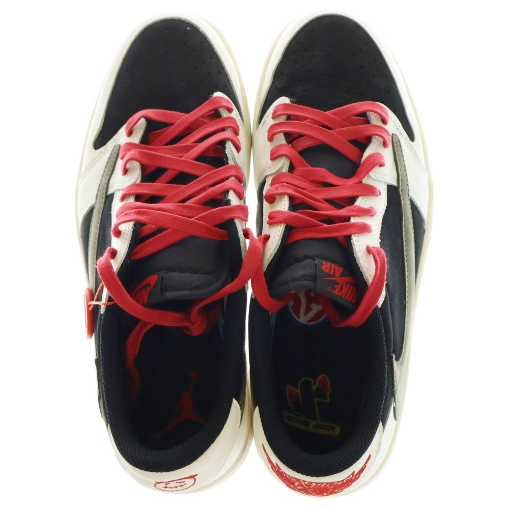 NIKE(ナイキ) ×TRAVIS SCOTT WMNS AIR JORDAN 1 LOW OG Medium Olive トラヴィススコット ウィメンズ エアジョーダン1 ローカットスニーカー ホワイト/グリーン US10.5/27.5cm DZ4137-106