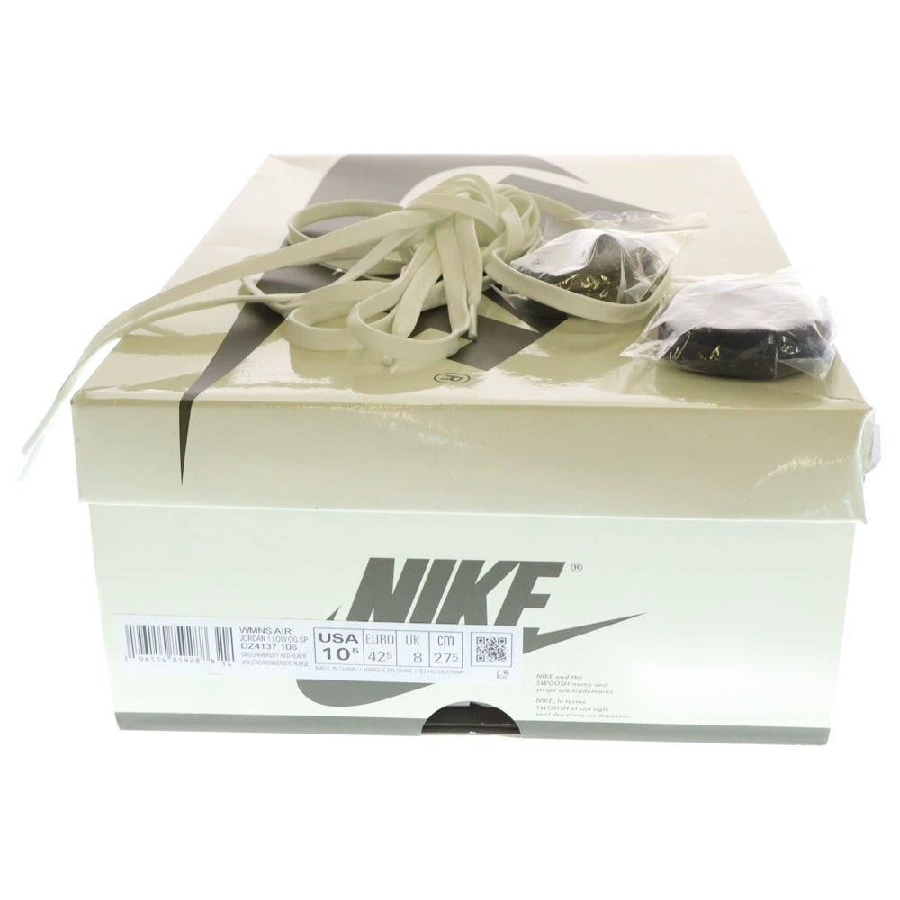 NIKE(ナイキ) ×TRAVIS SCOTT WMNS AIR JORDAN 1 LOW OG Medium Olive トラヴィススコット ウィメンズ エアジョーダン1 ローカットスニーカー ホワイト/グリーン US10.5/27.5cm DZ4137-106