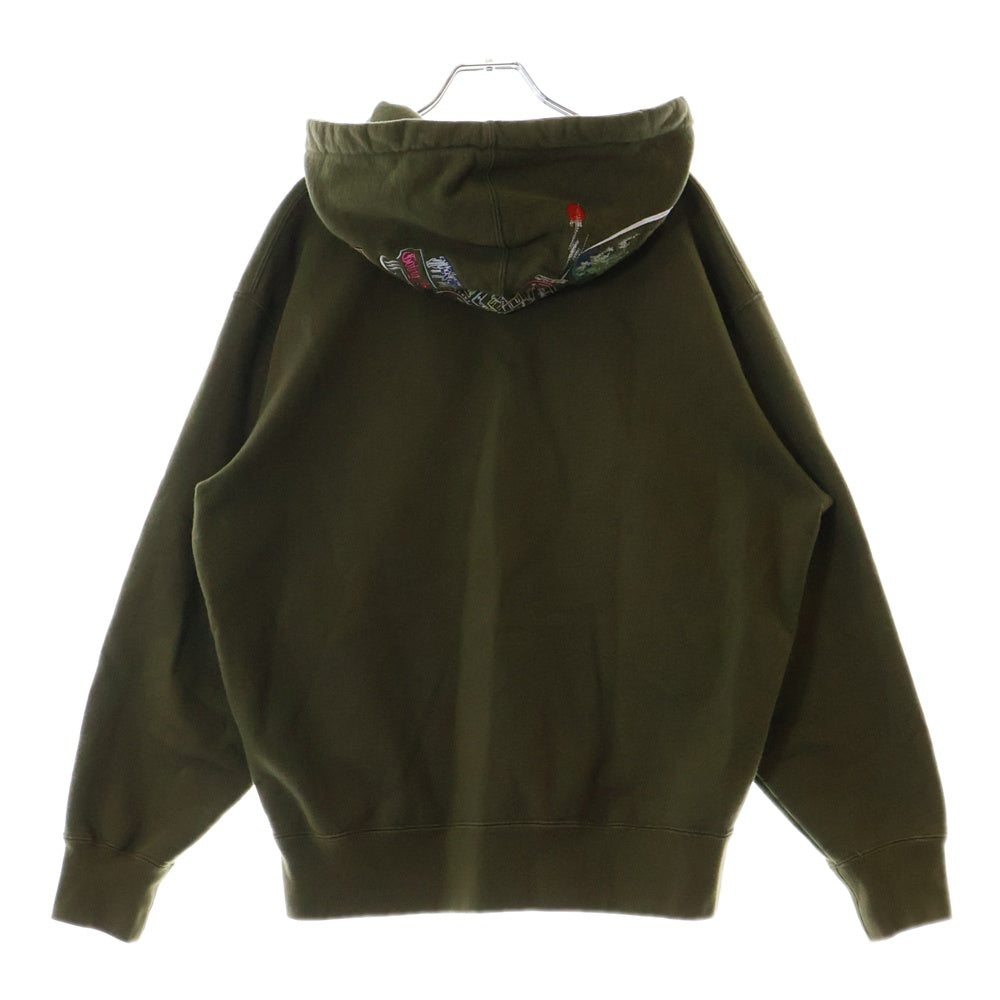 SUPREME(シュプリーム) 19AW Globe Zip Up Hooded Sweatshirt 葵産業刺繍 ジップアップフーデッドパーカー グリーン