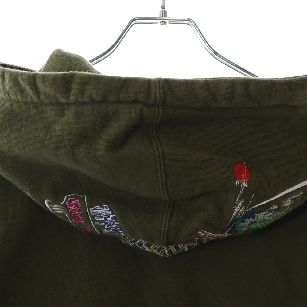 SUPREME(シュプリーム) 19AW Globe Zip Up Hooded Sweatshirt 葵産業刺繍 ジップアップフーデッドパーカー グリーン