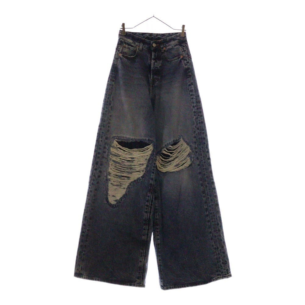 VETEMENTS(ヴェトモン) 23SS デストロイバギーパンツ ダメージバギーデニムパンツ UE63PA200L インディゴ