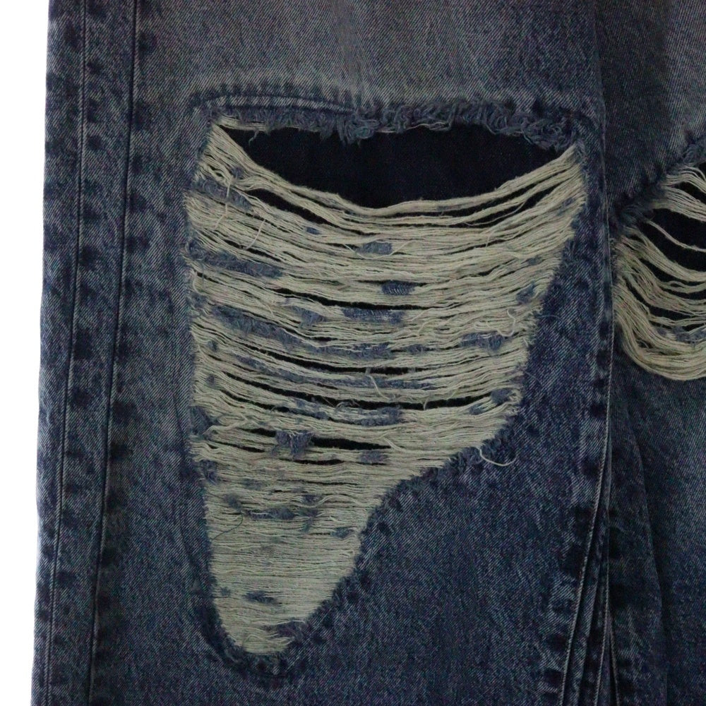 VETEMENTS(ヴェトモン) 23SS デストロイバギーパンツ ダメージバギーデニムパンツ UE63PA200L インディゴ