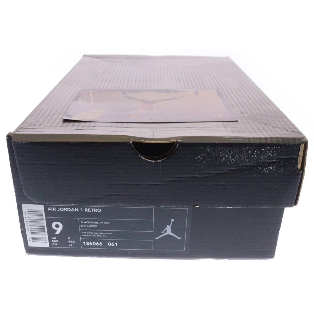 NIKE(ナイキ) 【観賞用 2001年製】 AIR JORDAN 1 RETRO HIGH BRED 136066-061 エアジョーダン1 ブレッド ハイカットスニーカー ブラック/レッド US9/27cm