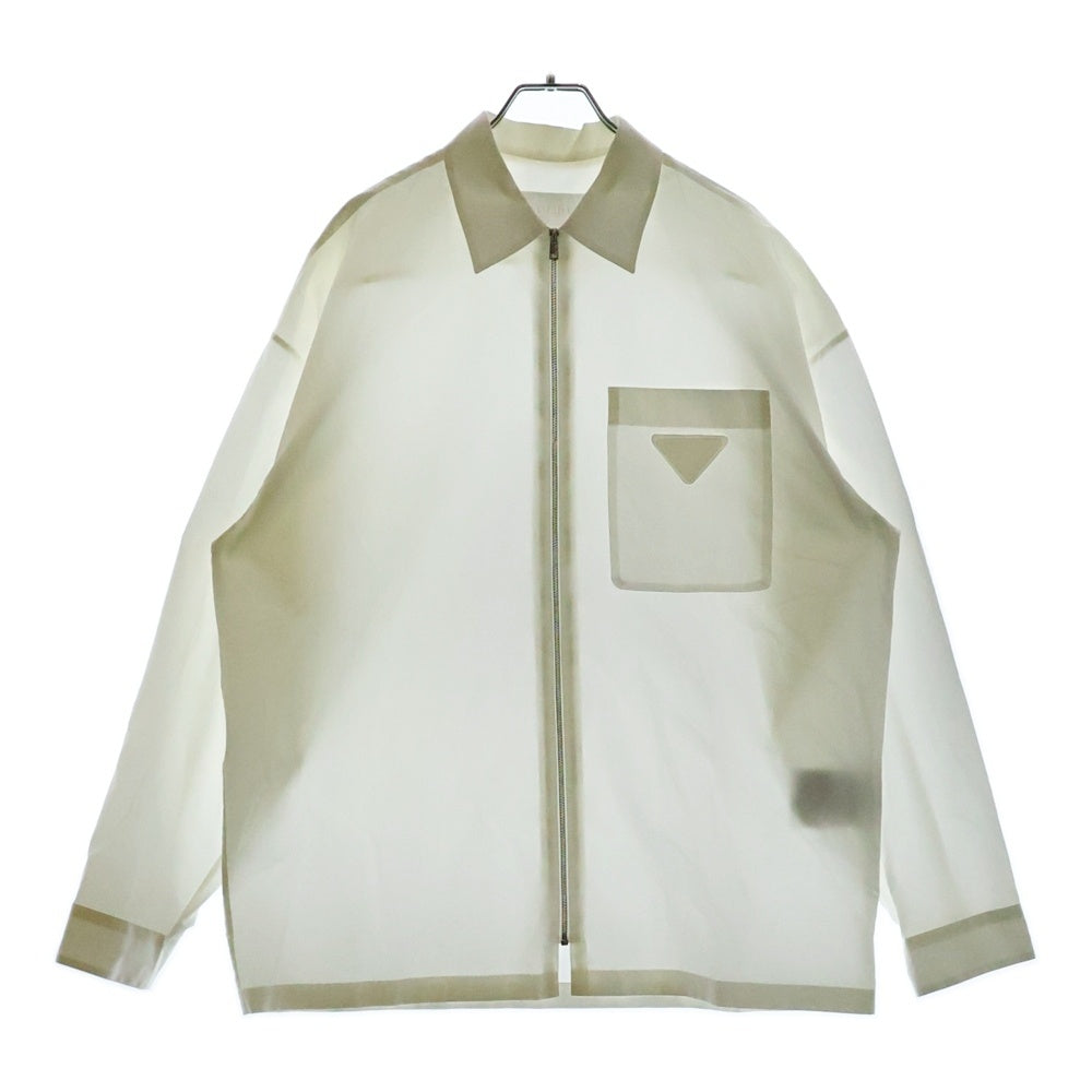 PRADA(プラダ) フロントロゴパッチ付きシャツ ジップアップシャツ SC540 S211 1XV2 ホワイト