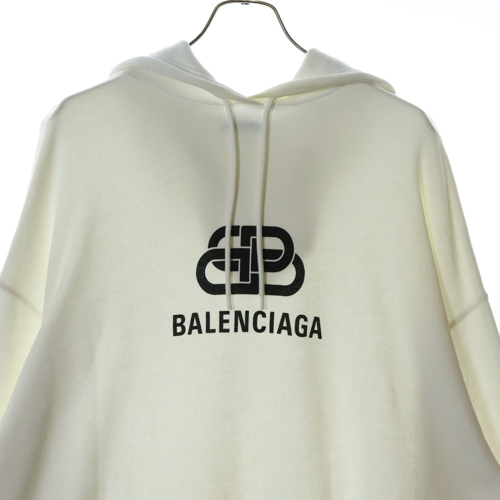 BALENCIAGA(バレンシアガ) BBロゴプリントスウェットプルオーバーパーカー ホワイト 570792 TEV19