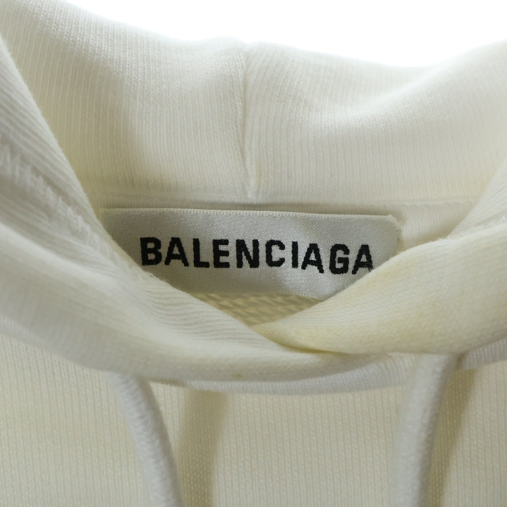 BALENCIAGA(バレンシアガ) BBロゴプリントスウェットプルオーバーパーカー ホワイト 570792 TEV19