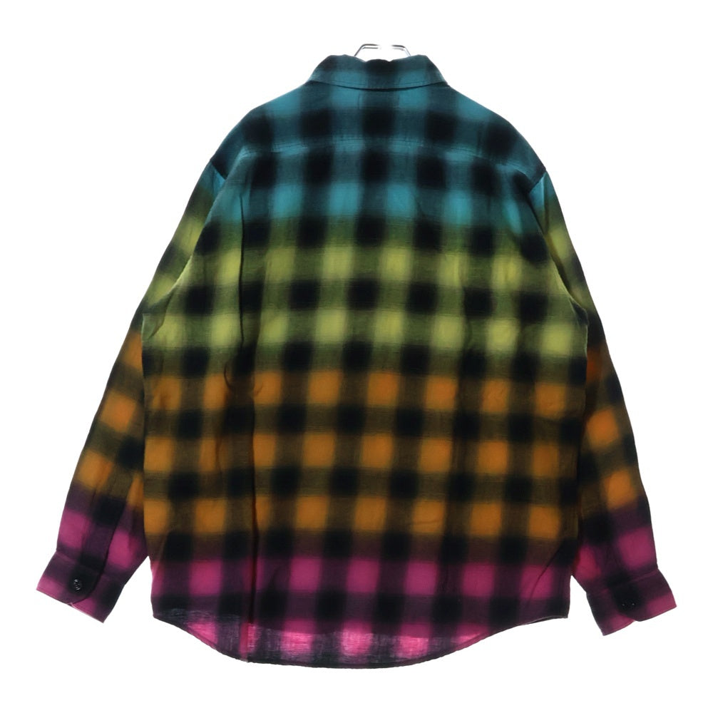CELINE(セリーヌ) 23SS グラデーションレインボーチェック長袖シャツ マルチ 2C574952T