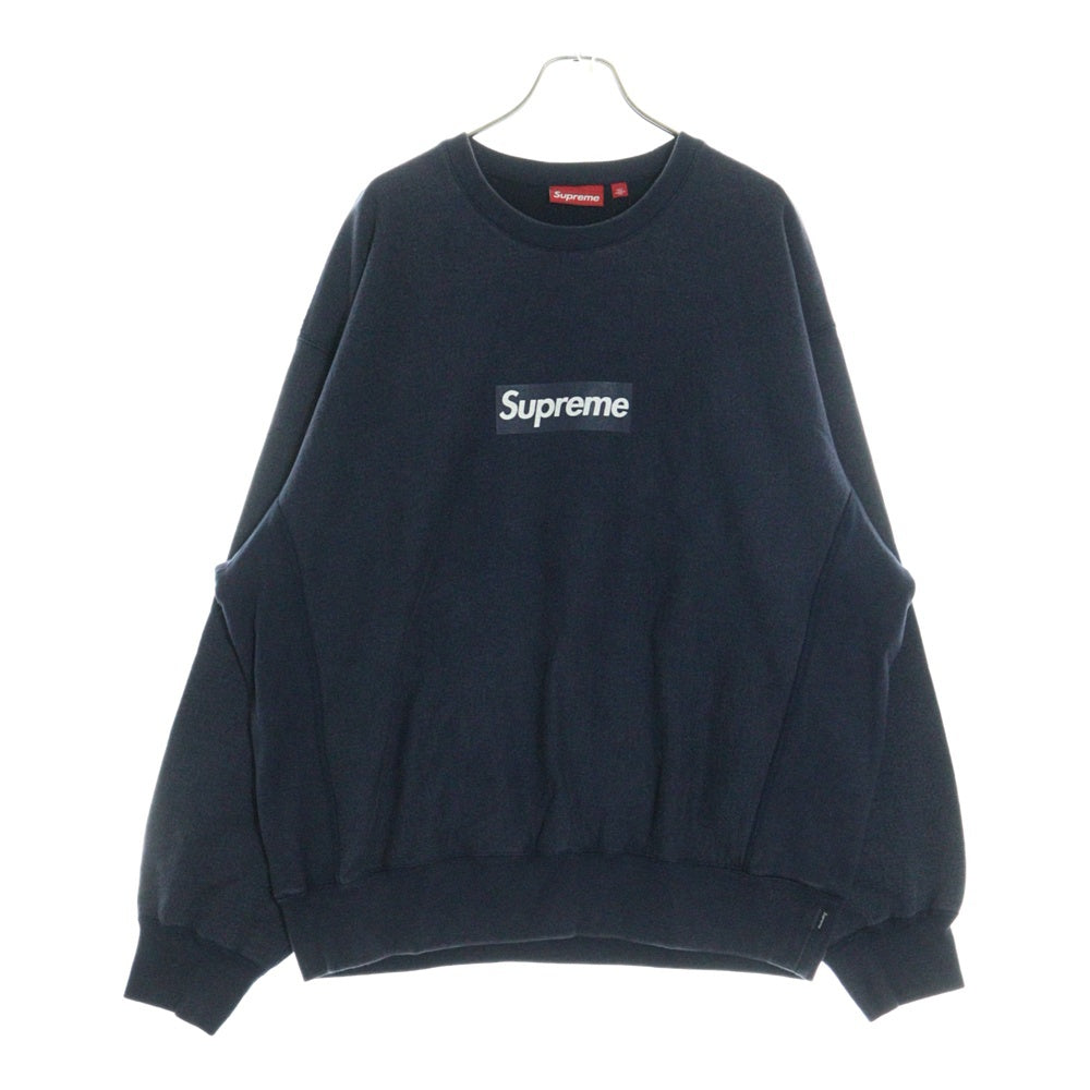 SUPREME(シュプリーム) 25SS Washed Box Logo Crewneck ウォッシュ加工 ボックスロゴ クルーネック トレーナー ネイビー