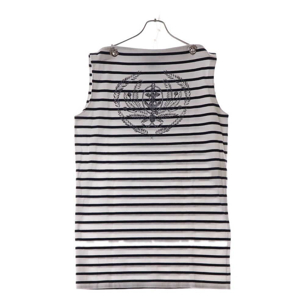LOUIS VUITTON(ルイヴィトン) 24AW チェーン装飾マリンボーダーノースリーブ RW242WW MRQ レディース FRKP12 ホワイト/ネイビー