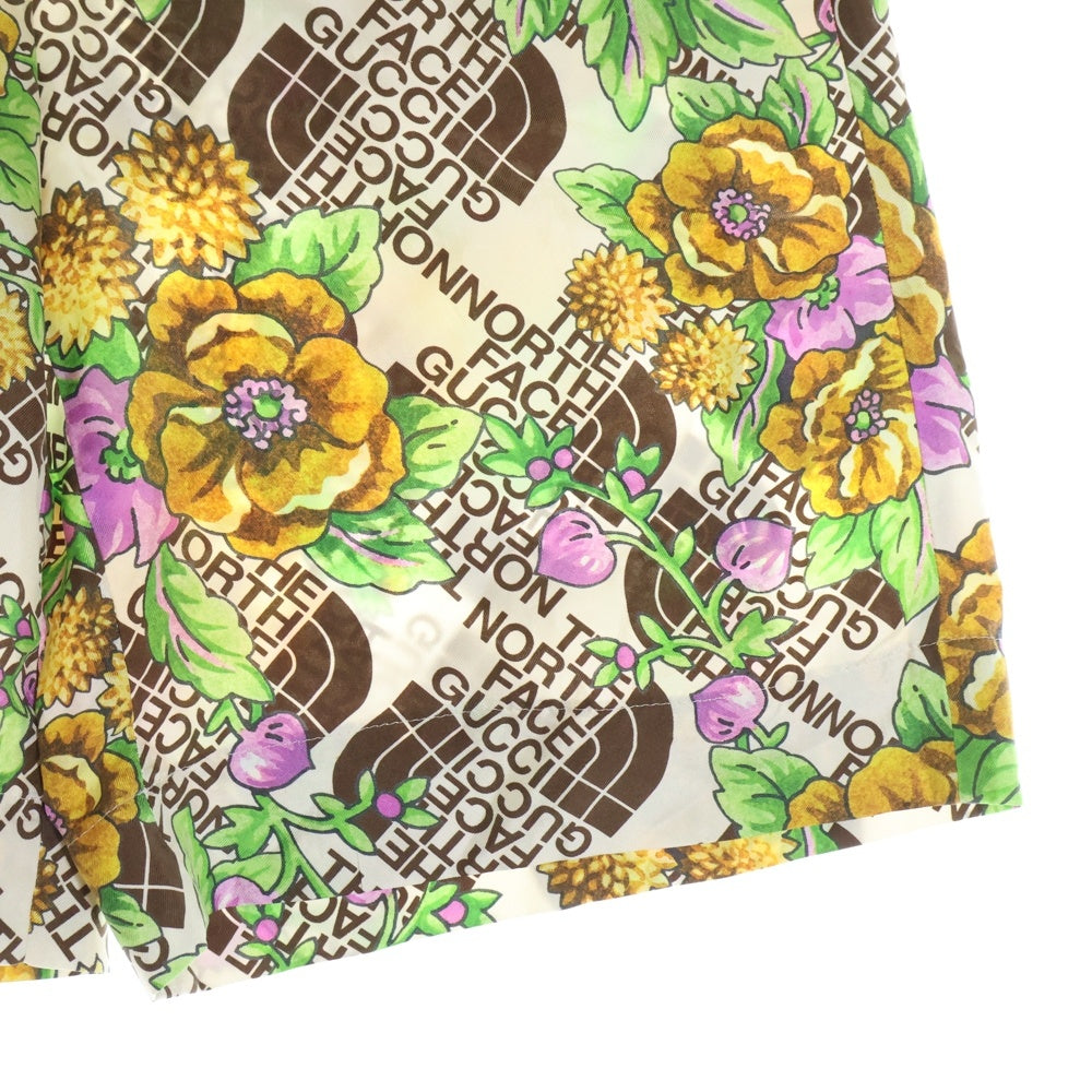 GUCCI(グッチ) 21SS ×THE NORTH FACE ザノースフェイス フラワーロゴシルクショーツ 654771 ZAGUQ マルチ