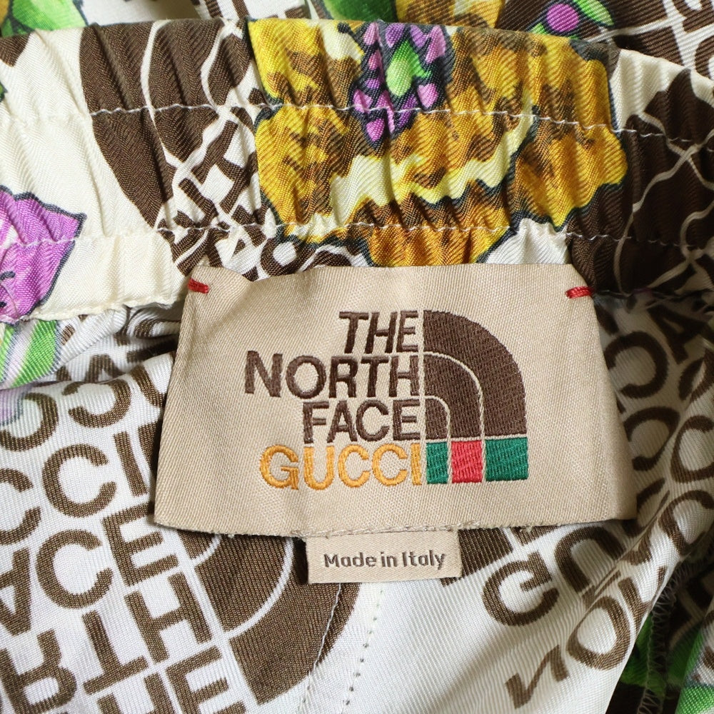 GUCCI(グッチ) 21SS ×THE NORTH FACE ザノースフェイス フラワーロゴシルクショーツ 654771 ZAGUQ マルチ