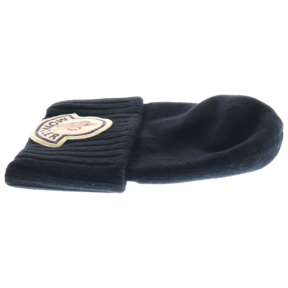 MONCLER(モンクレール) BERRETTO TRICOT E20919926200 A9186 ビッグロゴワッペンウールニット帽 ビーニー ブラック