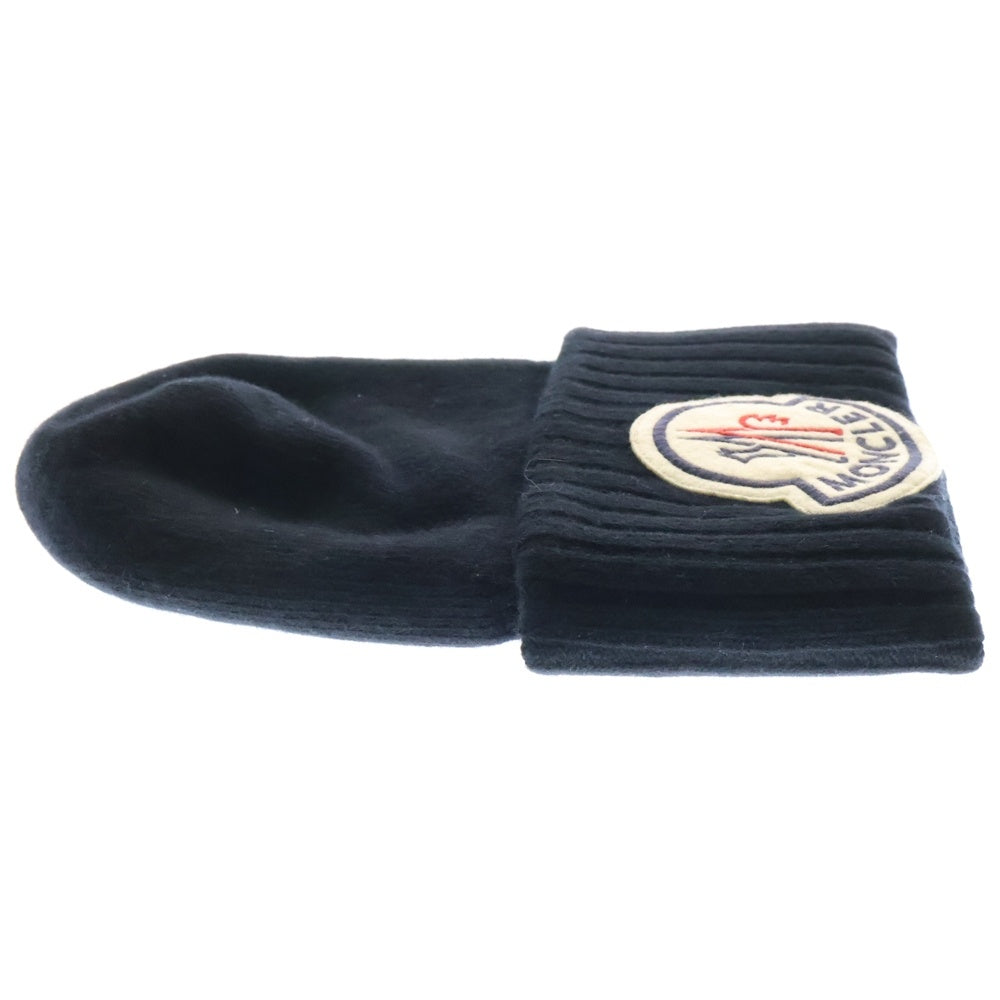 MONCLER(モンクレール) BERRETTO TRICOT E20919926200 A9186 ビッグロゴワッペンウールニット帽 ビーニー ブラック