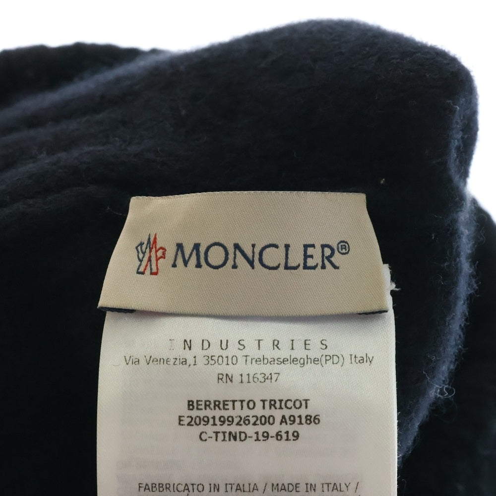 MONCLER(モンクレール) BERRETTO TRICOT E20919926200 A9186 ビッグロゴワッペンウールニット帽 ビーニー ブラック