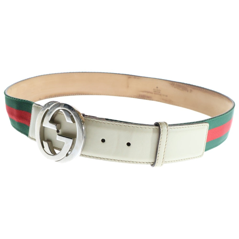 GUCCI(グッチ) GGインターロッキングレザーベルト 114984 525040 グリーン/レッド