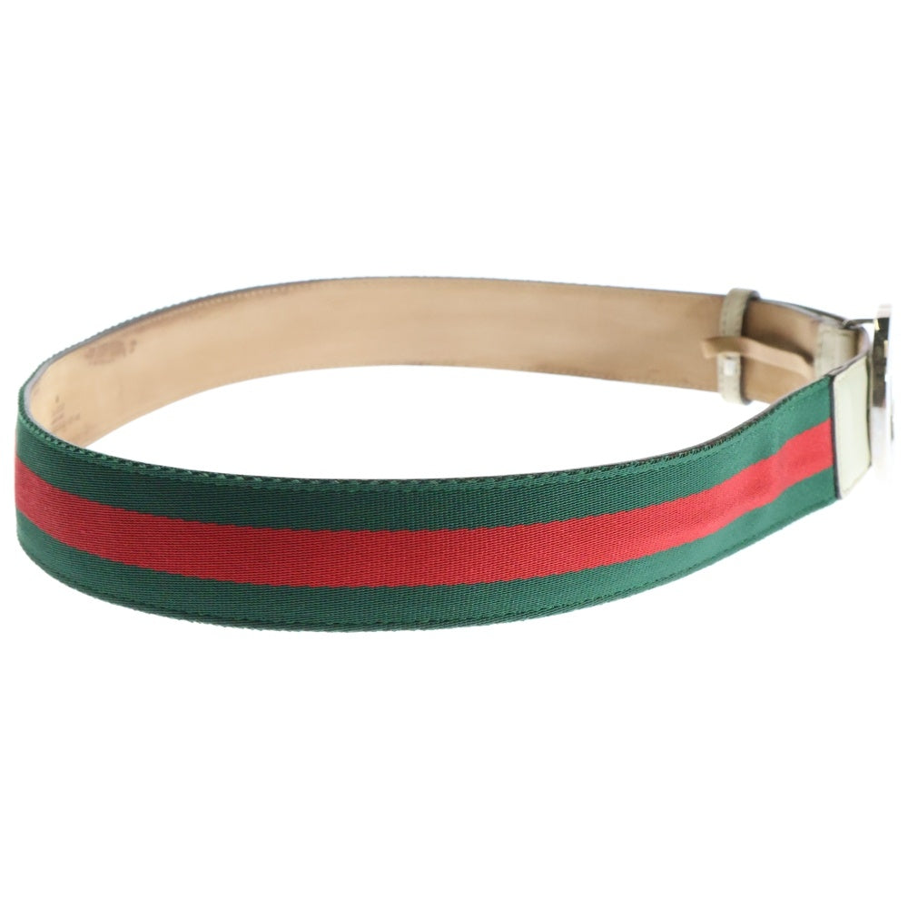 GUCCI(グッチ) GGインターロッキングレザーベルト 114984 525040 グリーン/レッド