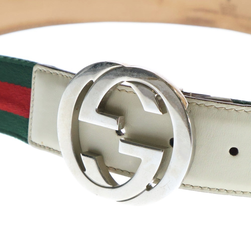GUCCI(グッチ) GGインターロッキングレザーベルト 114984 525040 グリーン/レッド