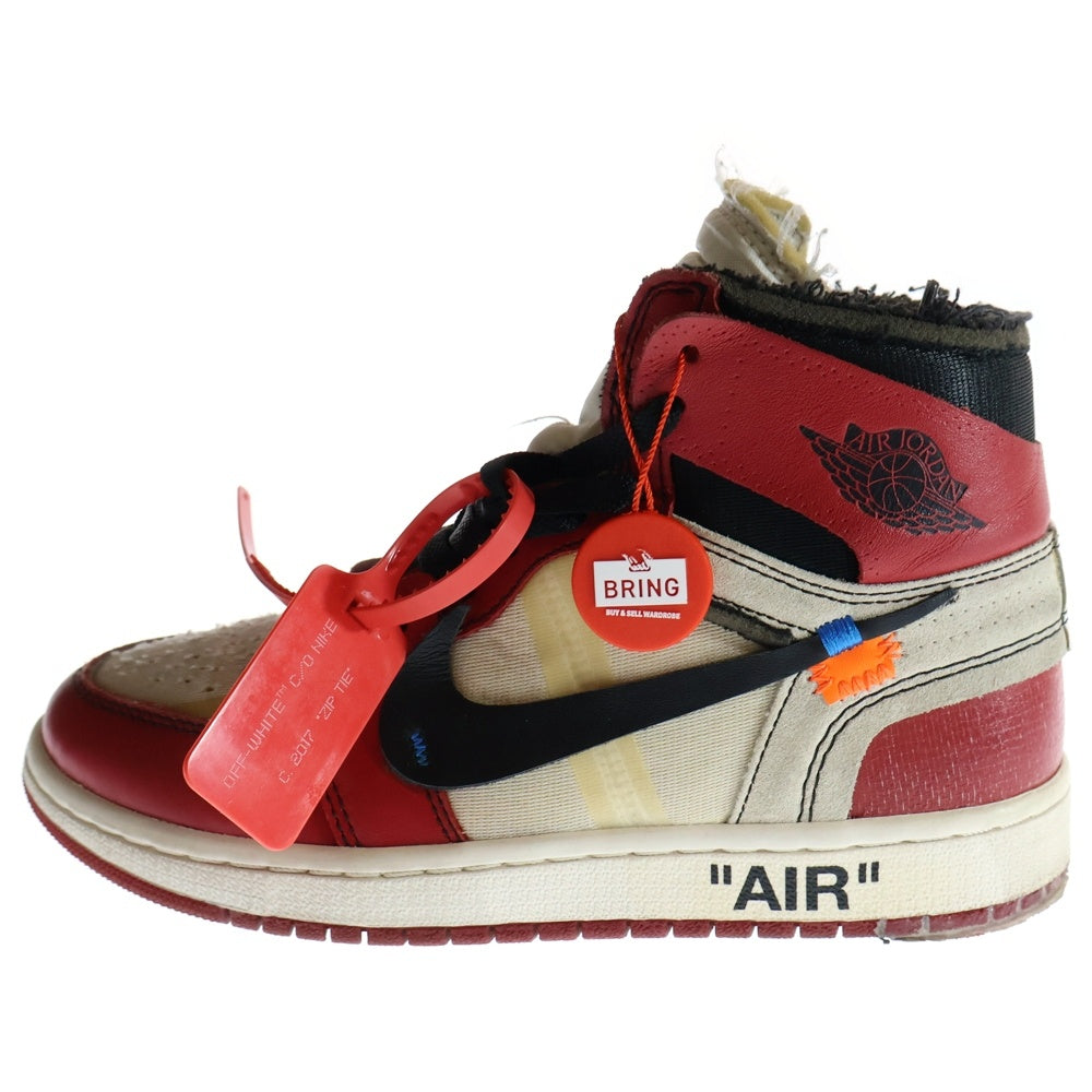 NIKE(ナイキ) ×OFF-WHITE THE 10 AIR JORDAN 1 CHICAGO AA3834-101 オフホワイト ザテン エアジョーダンシカゴ ハイカットスニーカー US6/24.0cm ホワイト/レッド レディース
