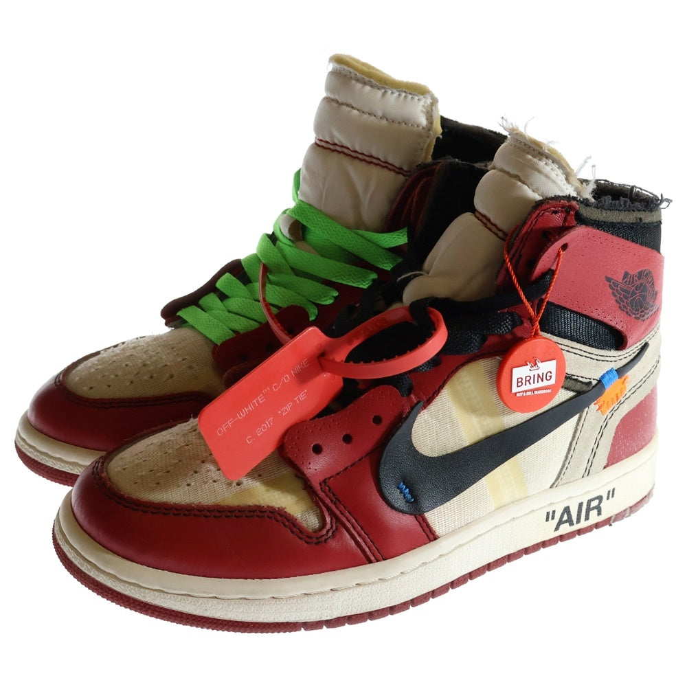 NIKE(ナイキ) ×OFF-WHITE THE 10 AIR JORDAN 1 CHICAGO AA3834-101 オフホワイト ザテン エアジョーダンシカゴ ハイカットスニーカー US6/24.0cm ホワイト/レッド レディース