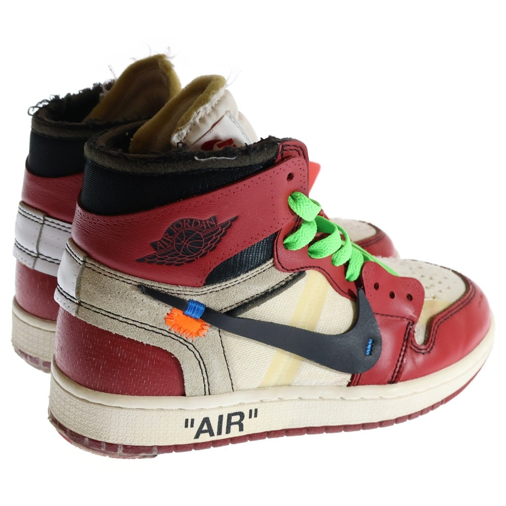NIKE(ナイキ) ×OFF-WHITE THE 10 AIR JORDAN 1 CHICAGO AA3834-101 オフホワイト ザテン エアジョーダンシカゴ ハイカットスニーカー US6/24.0cm ホワイト/レッド レディース