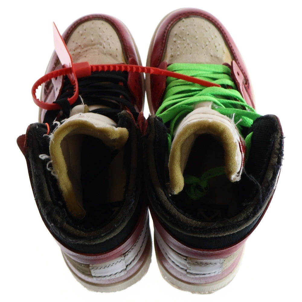 NIKE(ナイキ) ×OFF-WHITE THE 10 AIR JORDAN 1 CHICAGO AA3834-101 オフホワイト ザテン エアジョーダンシカゴ ハイカットスニーカー US6/24.0cm ホワイト/レッド レディース