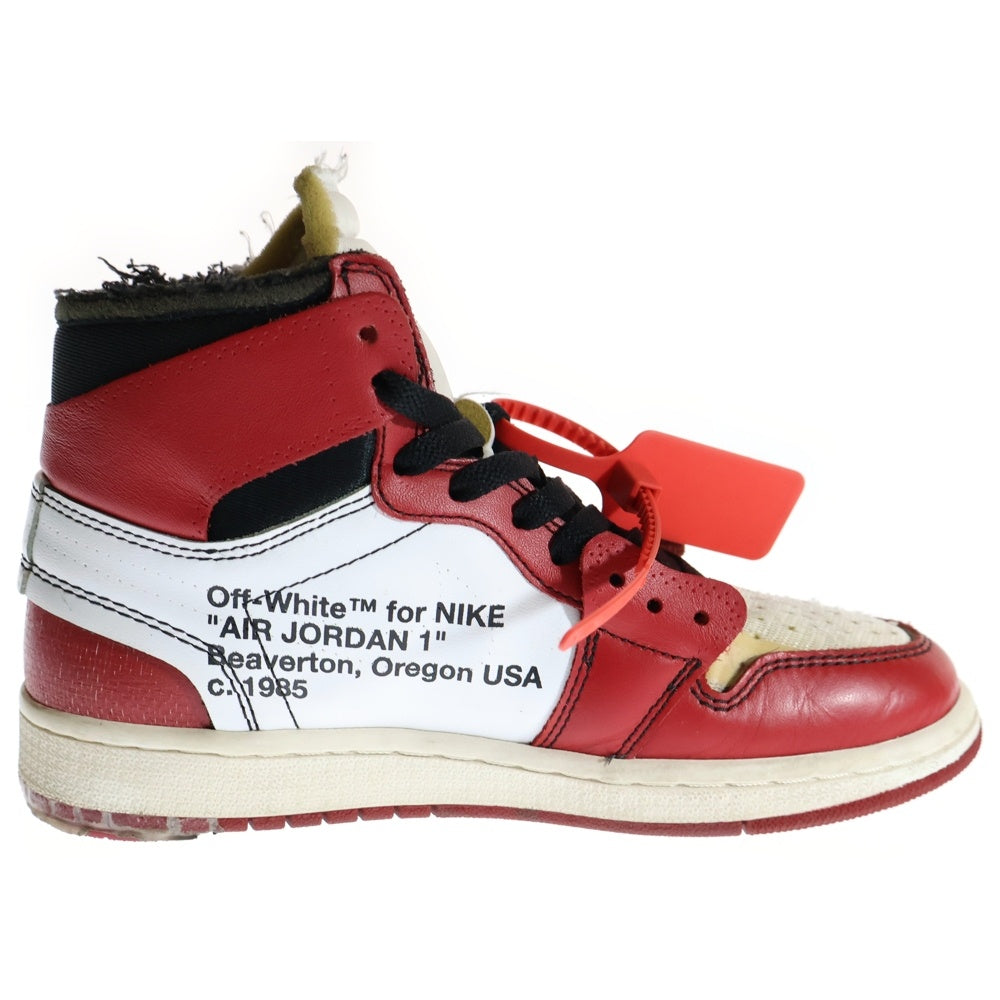 NIKE(ナイキ) ×OFF-WHITE THE 10 AIR JORDAN 1 CHICAGO AA3834-101 オフホワイト ザテン エアジョーダンシカゴ ハイカットスニーカー US6/24.0cm ホワイト/レッド レディース