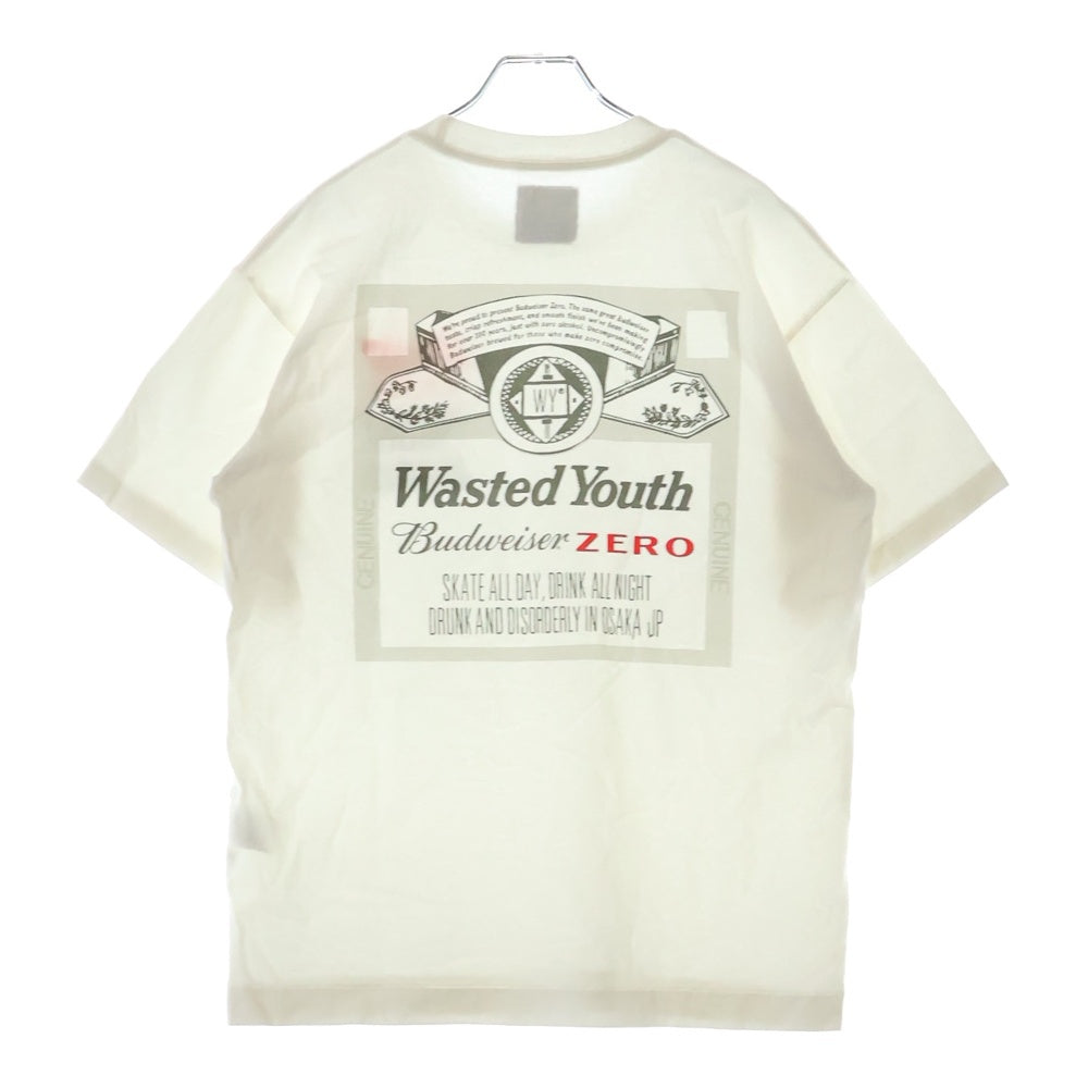 WASTED YOUTH(ウェイステッドユース) Busweiser Zero バドワイザー ゼロ 半袖Tシャツカットソー ホワイト