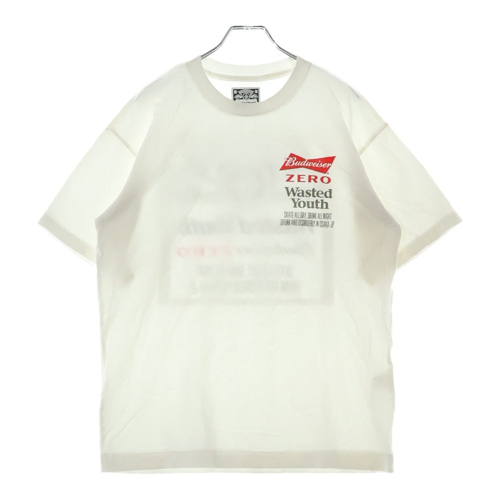 WASTED YOUTH(ウェイステッドユース) Busweiser Zero バドワイザー ゼロ 半袖Tシャツカットソー ホワイト