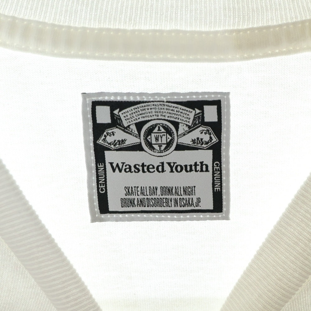 WASTED YOUTH(ウェイステッドユース) Busweiser Zero バドワイザー ゼロ 半袖Tシャツカットソー ホワイト
