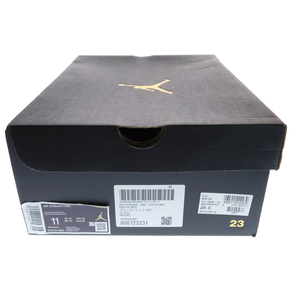 NIKE(ナイキ) AIR JORADAN 1 MID REVERSE BRED エアジョーダン1 リバースブレッド ミッドカットスニーカー 554724-660 レッド US11/29.0cm
