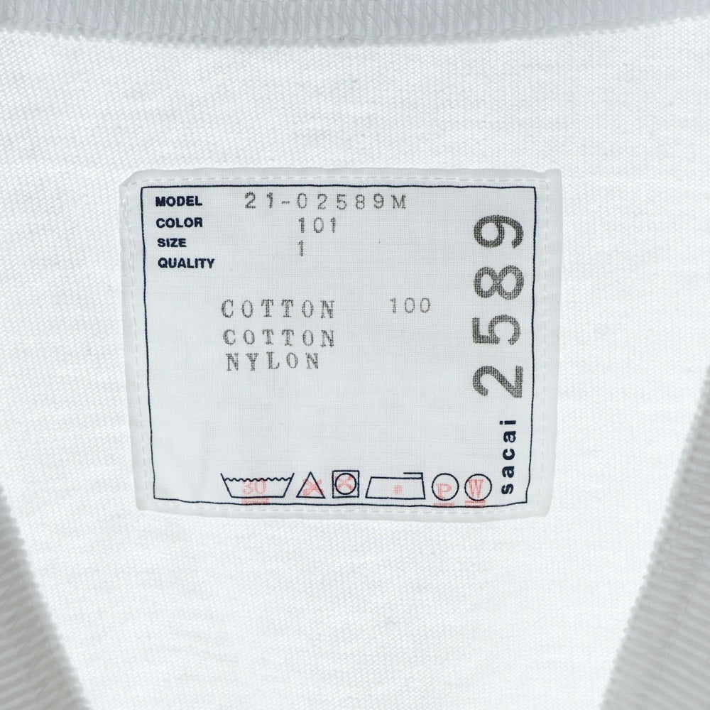 Sacai(サカイ) ×21SS 21-02589M 半袖Tシャツカットソー コットン ホワイト
