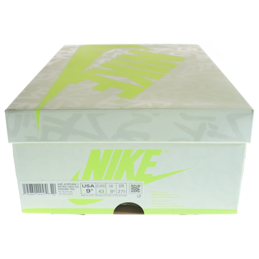 NIKE(ナイキ) AIR JORDAN 1 HIGH OG Volt Visionaire 555088-702 エアジョーダン 1 ハイカットスニーカー ボルト ヴィジョネア イエロー/ホワイト US9.5/27.5cm