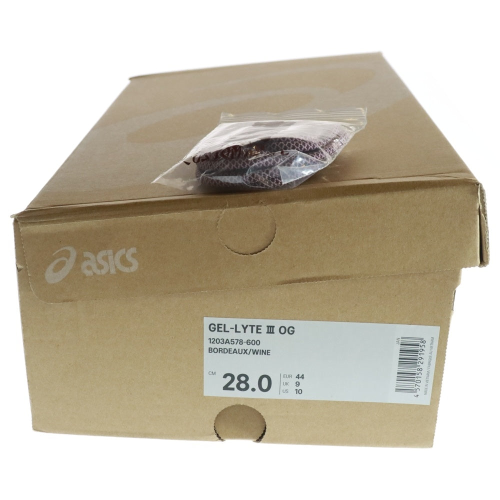 ASICS(アシックス) GEL-LYTE 3 OG 1203A578-600 ゲルライト 3 OG ローカットスニーカー ボルドー US10/28.0cm