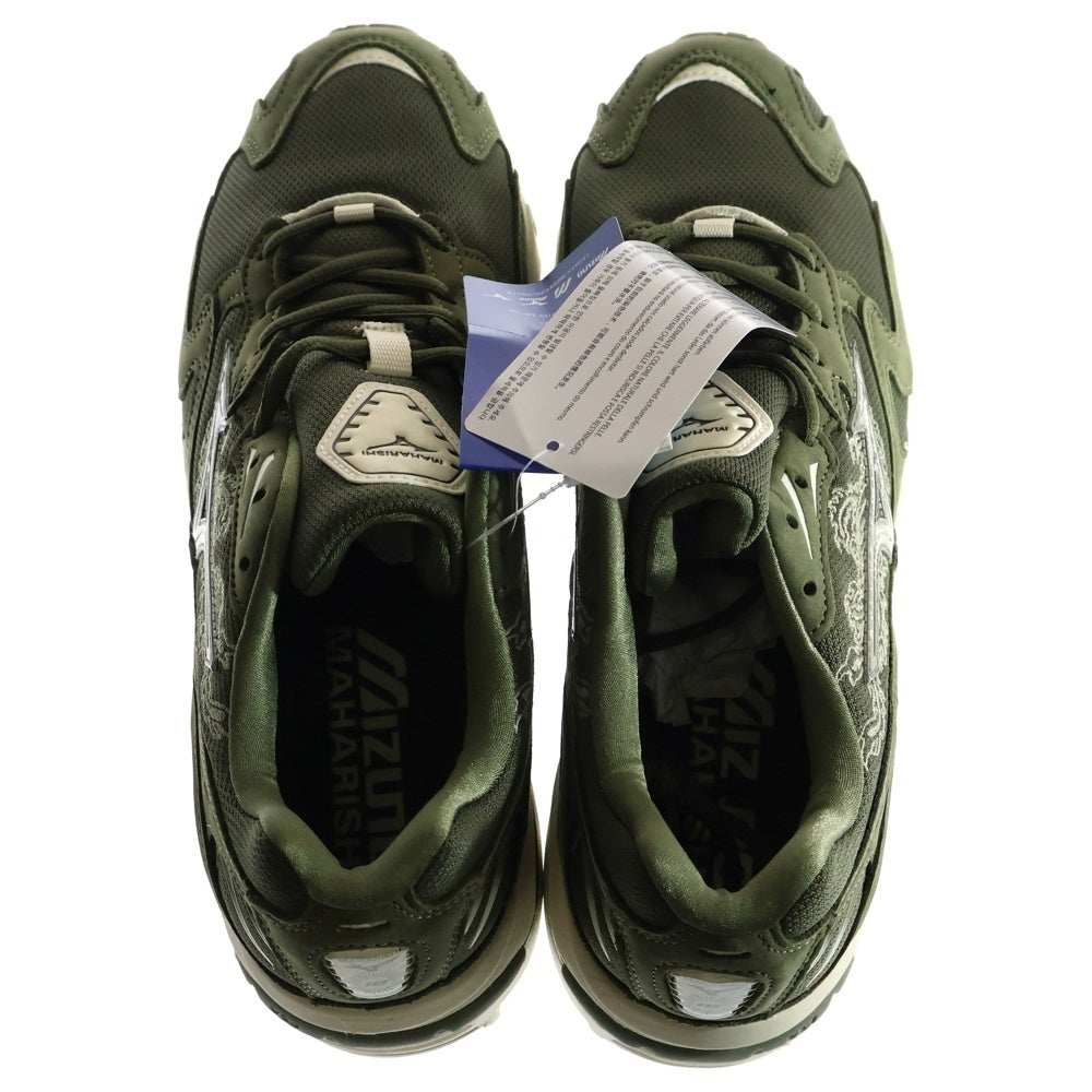 MIZUNO(ミズノ) ×MAHARISHI WAVE RIDER 10 FIRE PHOENIX D1GD222501 マハリシ ウェーブライダー 10 ファイア フェニックス ローカットスニーカー オリーブ US9.5/27.5cm